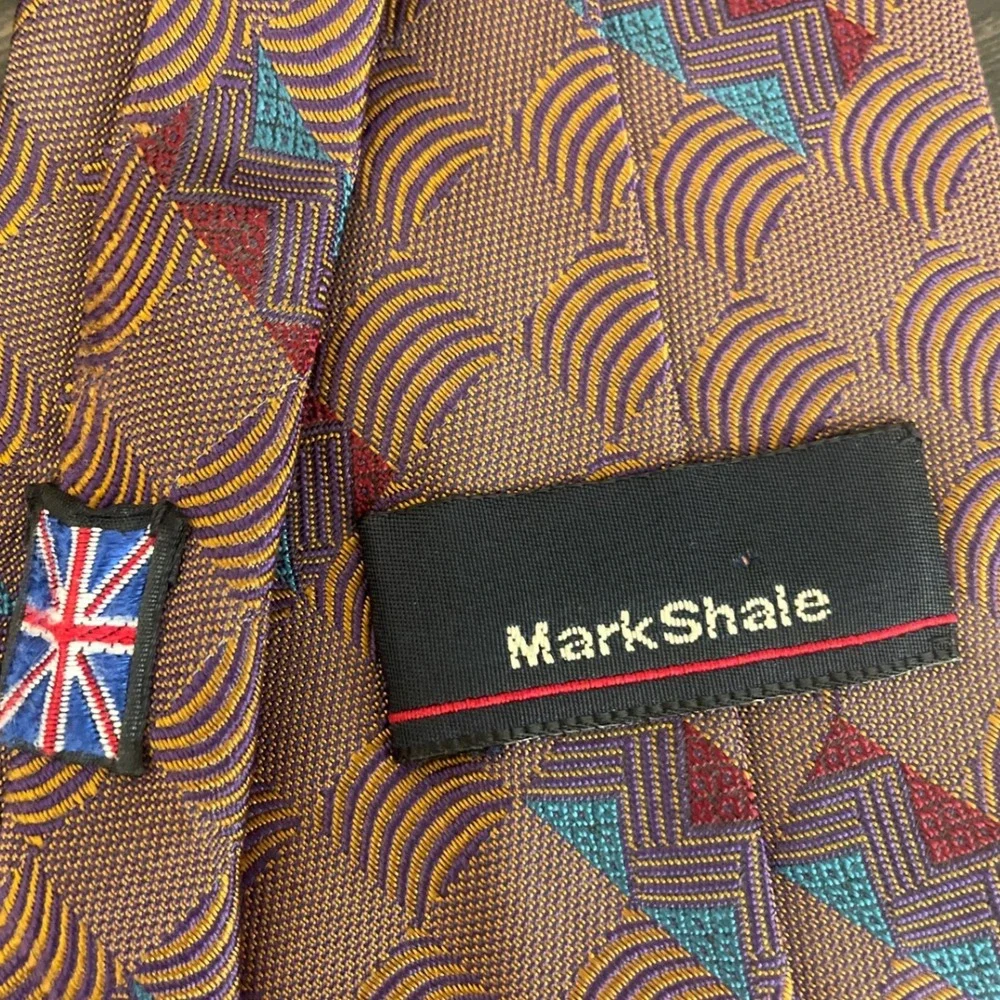 Mark Shale Robert Talbott Silk‎ Tie Geometric Woven Pattern Mens Made in the UK.